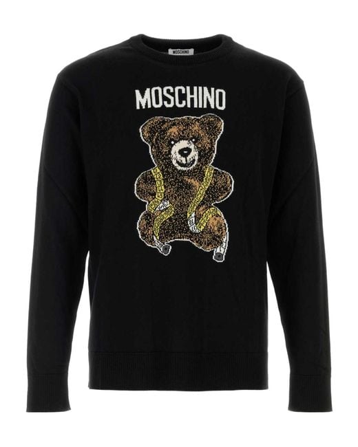 Moschino Black Long-Sleeved Sweater for men