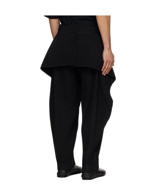 Homme Plissé Issey Miyake Black Pleated Cropped Trousers for men