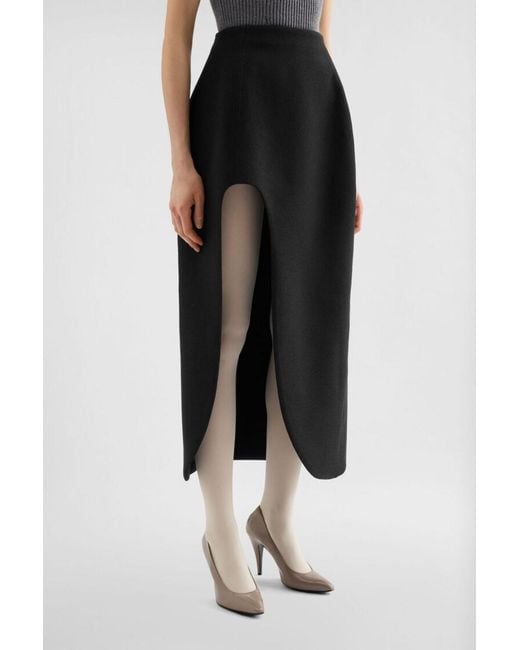 Jil Sander Black Wool Sablé Skirt