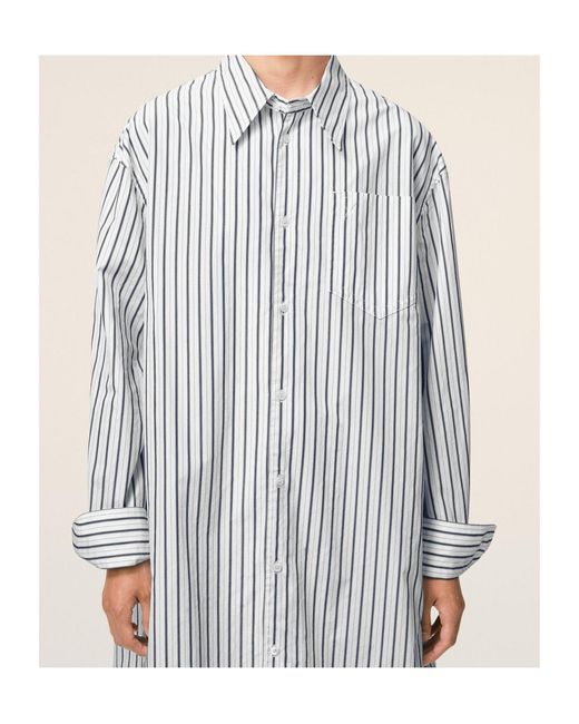 AMI White Ami Striped Ami De Coeur Wide Shirt Dress for men