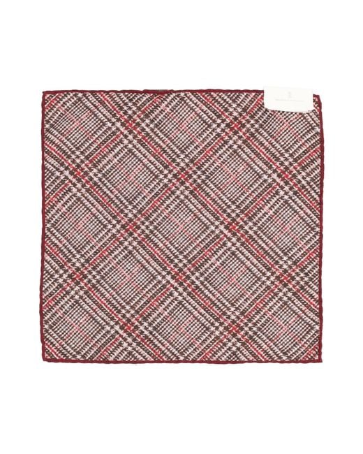 Brunello Cucinelli Pink Prince-Of-Wales Polka-Dot Pocket Square for men