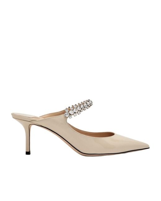 Jimmy Choo White Bing 65 Patent Leather Mules