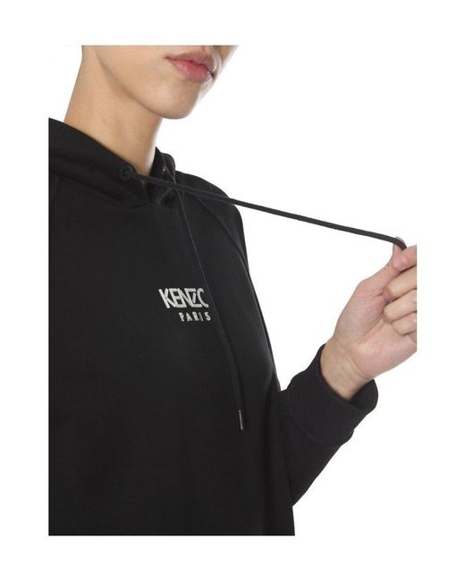 KENZO Black Logo Print Casual Hoodie
