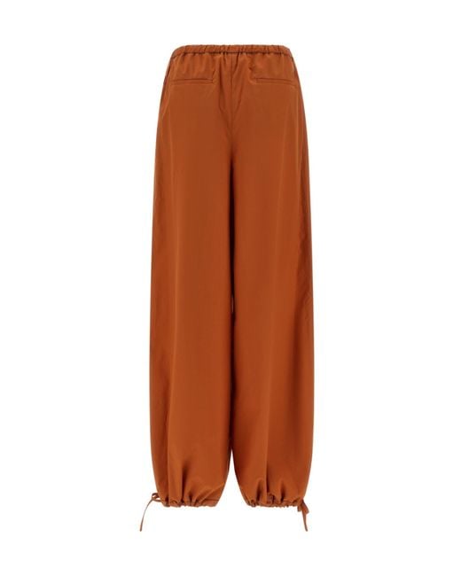 Marni Brown Logo Embroidered Wide-Leg Trousers