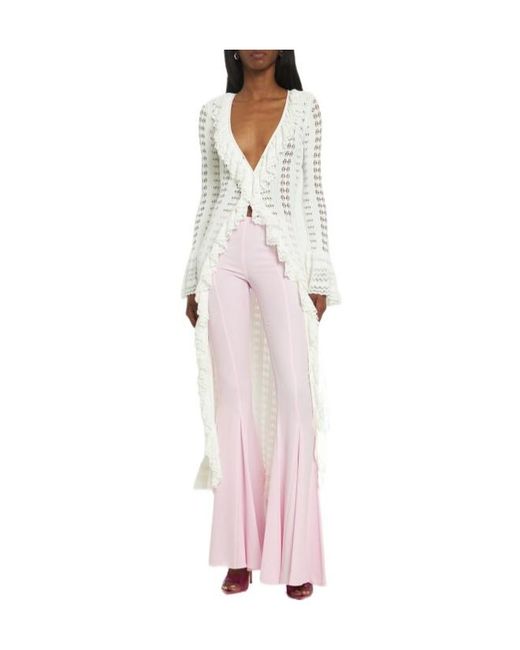 Blumarine Pink Viscose Crepe Flared Pants