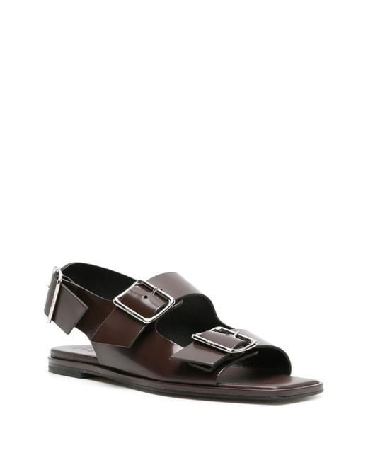 Aeyde Black Buckle-Straps Leather Sandals
