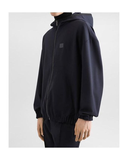 Dolce & Gabbana Blue Zip-Up Hooded Jacket for men
