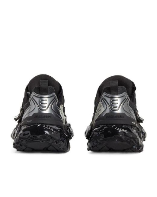 DSquared² Black Logo-Patch Lace-Up Sneakers for men