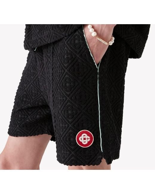 Casablanca Black Monogram Jacquard Drawstring Shorts for men