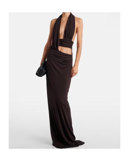 Christopher Esber Black Cutout Halterneck Jersey Maxi Dress