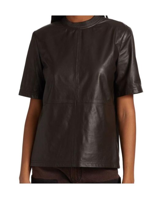 Amiri Black Crewneck Short-Sleeved Leather T-Shirt