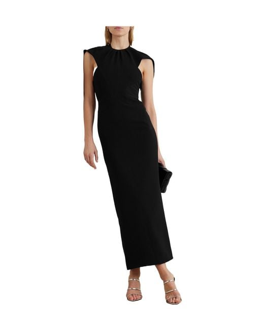 Maticevski Black Cypress Ruched Crepe Midi Dress