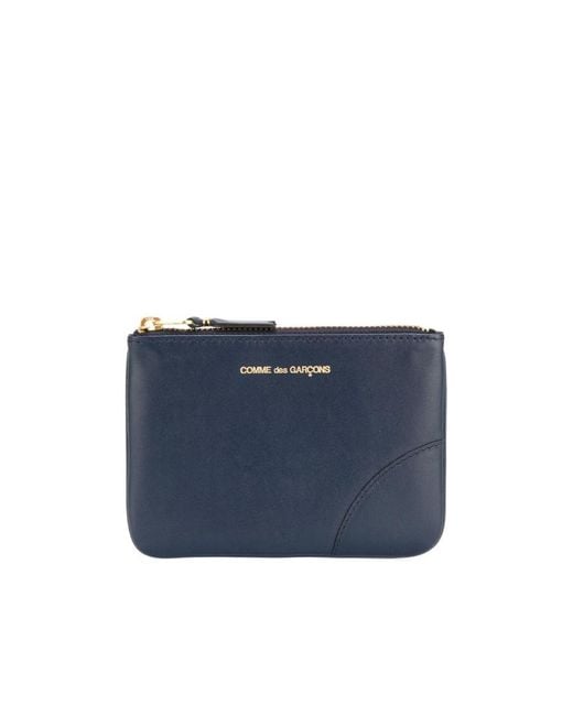 Comme des Garçons Blue Logo-Printed Zipper Wallet