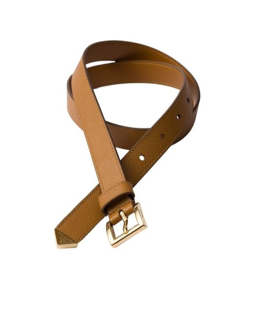 Prada Brown Logo Detailed Buckled Belt