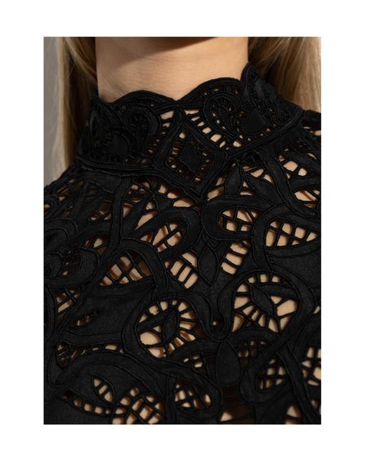 Etro Black Lace Detailed Long-Sleeve Top