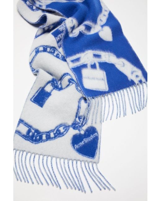 Acne Blue Chain Logo Scarf for men