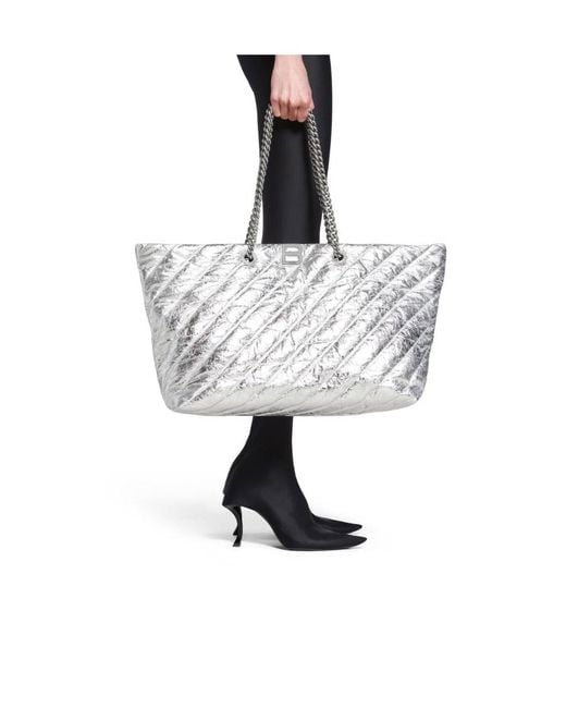 Balenciaga Gray Crush Large Quilted Tote Bag
