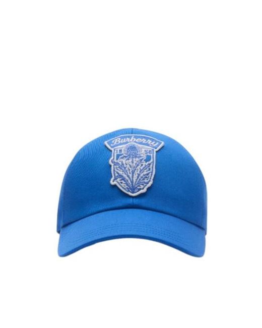 Burberry Blue Thistle Shield Gabardine Baseball Cap