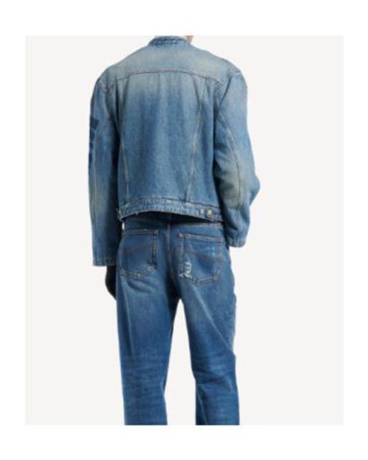 Balenciaga Blue Zip Front Denim Jacket for men