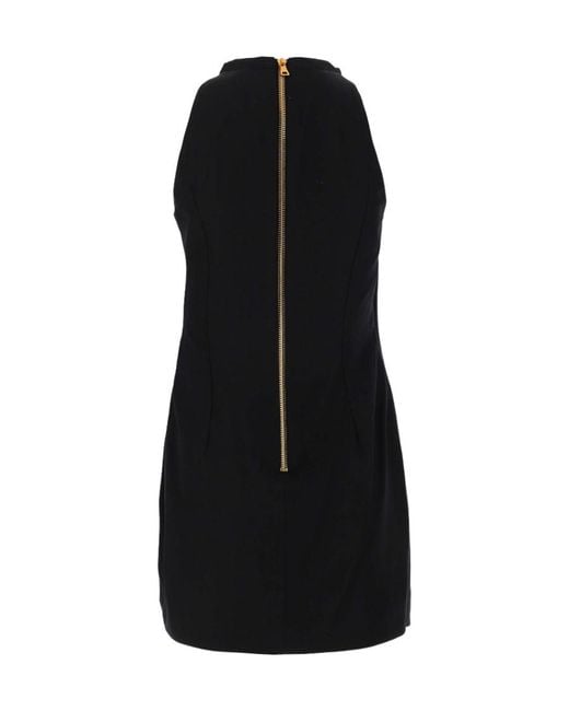Balmain Black Halterneck Sleeveless Draped Mini Dress