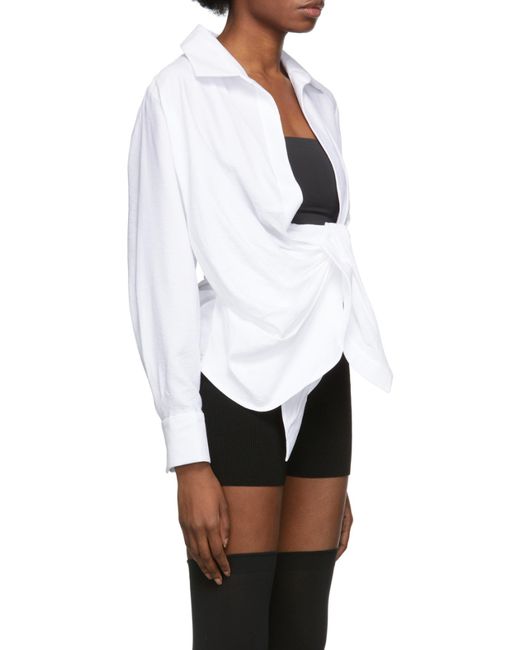 Jacquemus White Bahlia Tie-Up Detailed Blouse