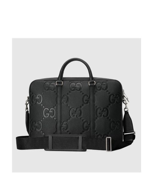 Gucci Black Debossed-Logo Laptop Bag for men