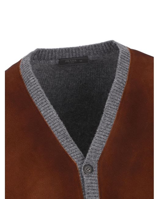 Prada Brown Long-Sleeve Cardigan for men