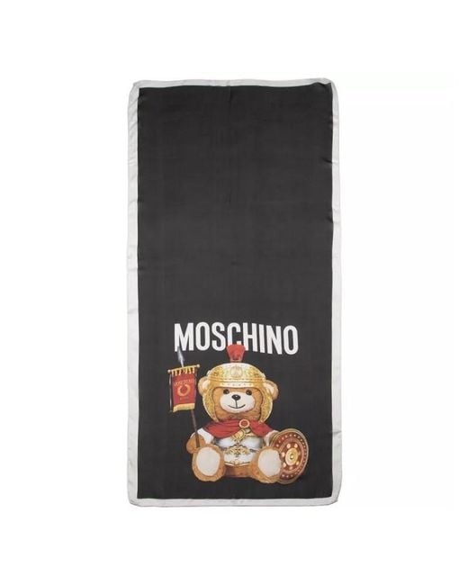Moschino Black Teddy Bear Printed Scarf