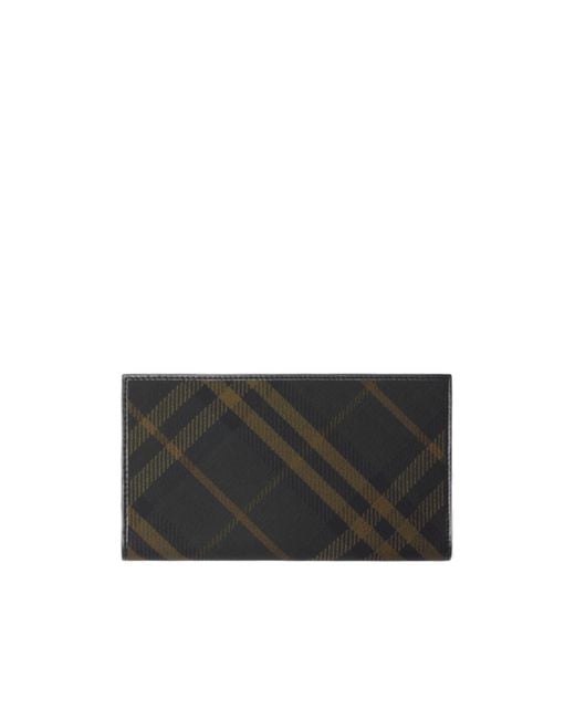 Burberry Black Checked Zipped Continental Wallet for men