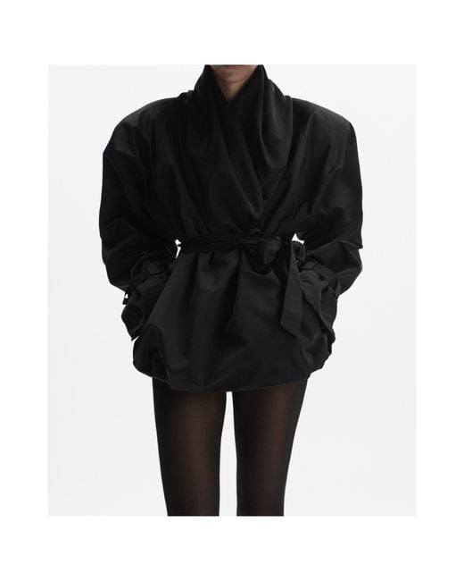 Magda Butrym Black Draped Collar Cotton-Silk Blend Jacket