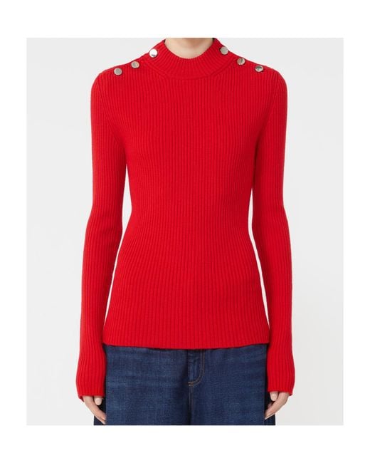 Sportmax Red Button-Down Slim-Fit Sweater