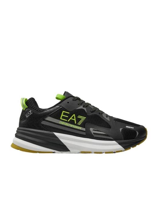 EA7 Black Lace-Up Sneakers for men