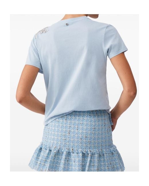 Liu Jo Blue Embellished Crewnewck T-Shirt