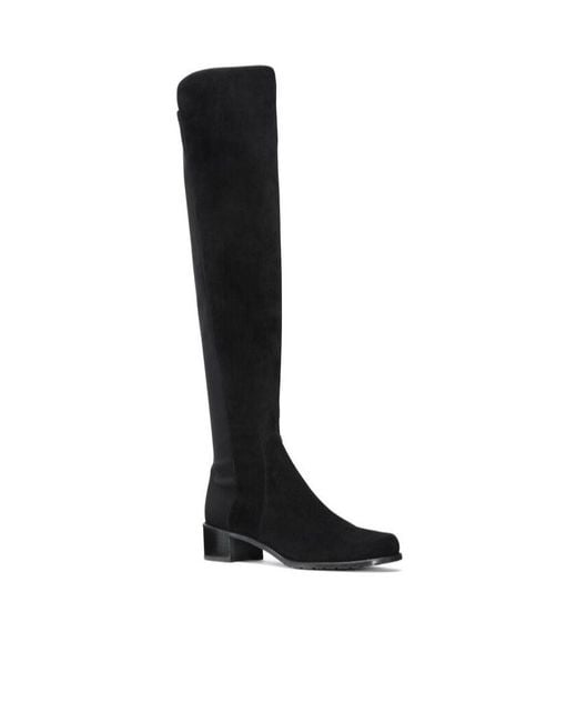 Stuart Weitzman Black Thick-Heeled Knee-High Boots