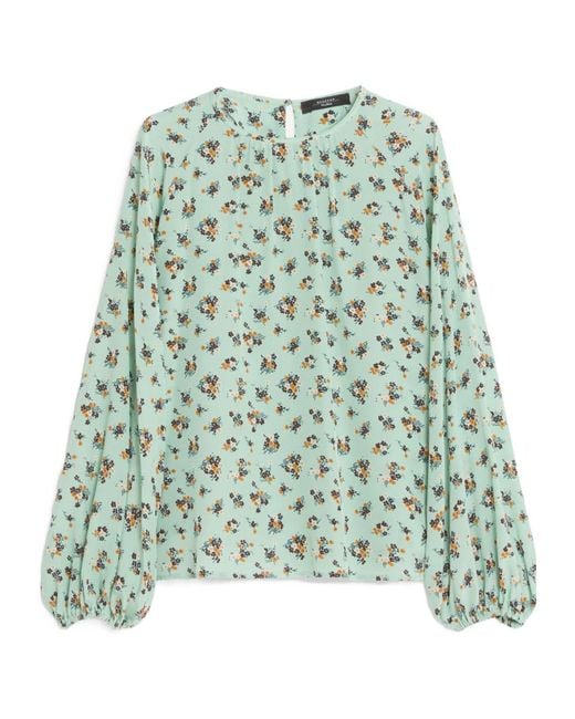 Weekend by Maxmara Green Silk Crêpe De Chine Blouse