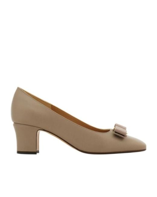 Ferragamo Brown Vara Block Heels