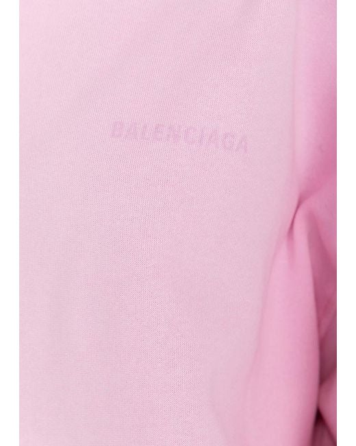 Balenciaga Pink Logo Printed Oversize Hoodie