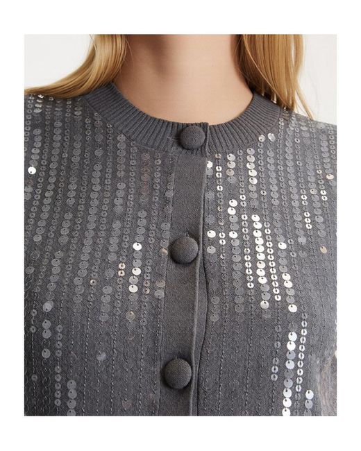 Marella Gray Button-Front Sequin Vest