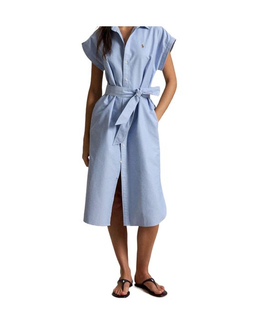 Polo Ralph Lauren Blue Tie Waist Shirt Dress