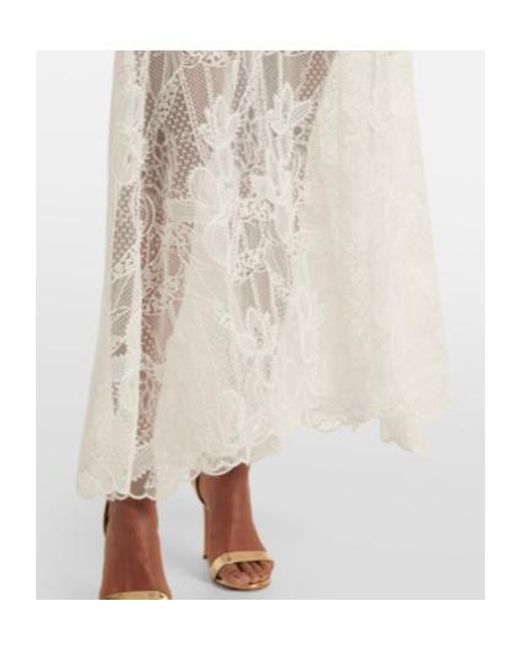 Oscar de la Renta White Lace Gown