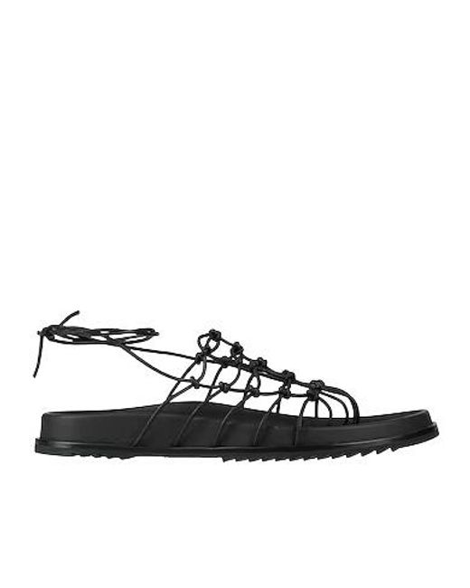Rick Owens Black Minimalist Leather Strap Sandals