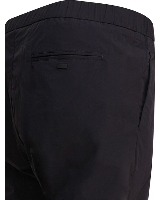 Herno Black Drawstring Pleated Trousers for men
