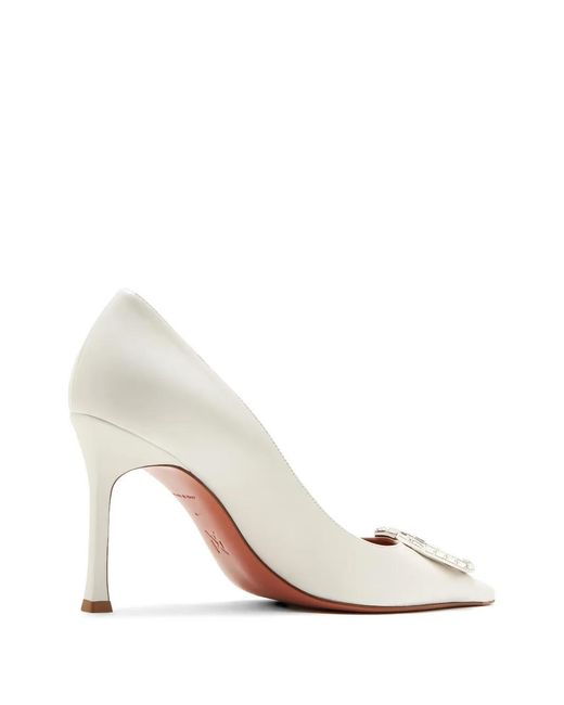 AMINA MUADDI White Camelia Crystal-Embellishment Pumps