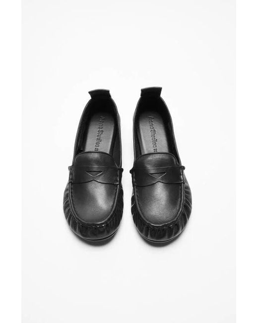 Acne Black Penny-Slot Leather Loafers