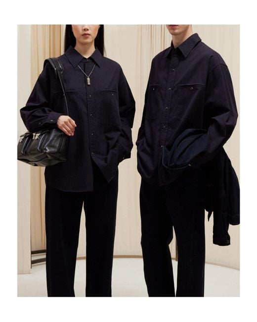 Lemaire Blue Twill Button-Up Shirt