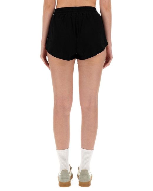 MSGM Black Logo Embroidered Drawstring Shorts