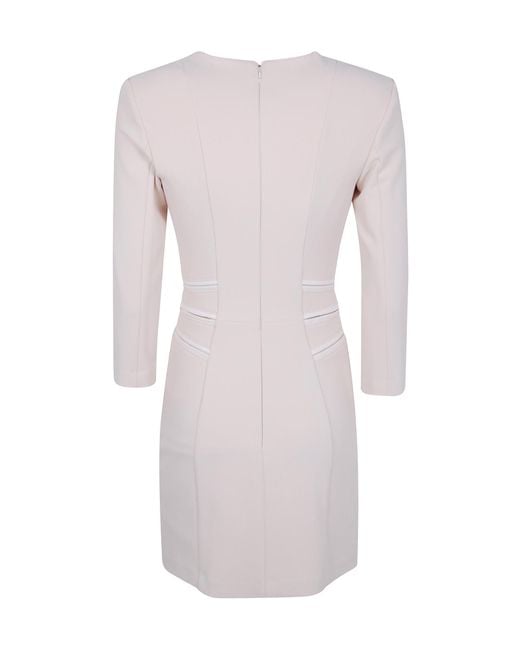 Elisabetta Franchi White Double Layer Crepe Zipped Dress