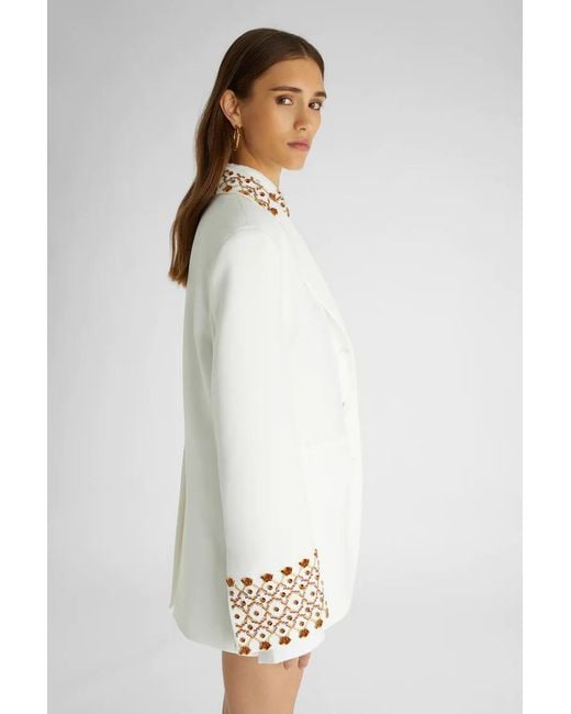 Ermanno Scervino White Single Breasted Embroidered Jacket