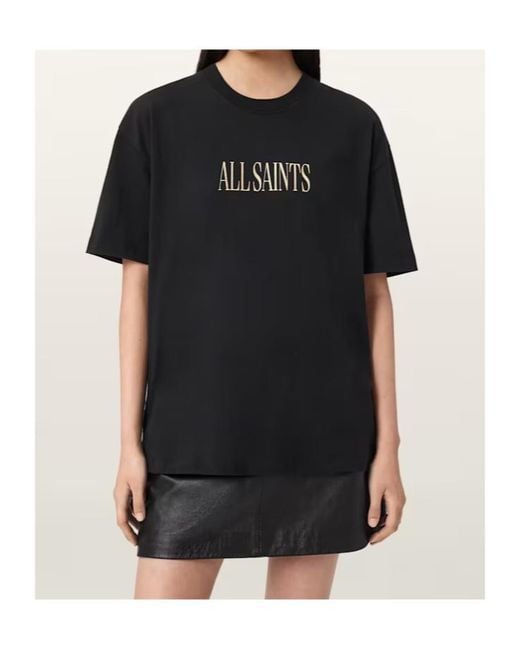 AllSaints Black Cora Etta Oversized T-Shirt