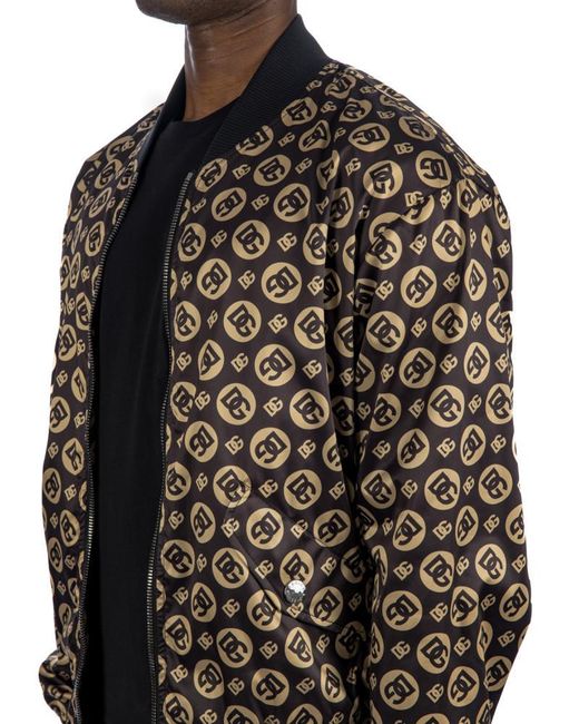 Dolce & Gabbana Multicolor Logo Printed Zipped Bomber Jacket for men